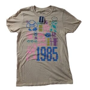 Nintendo Super Mario Bros Graphic T Shirt NWT Small 1985 Retro Beige 2021
